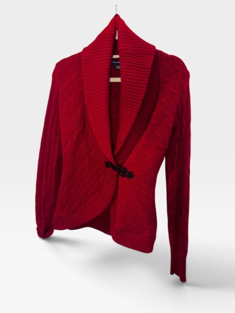 Ralph Lauren Polo Sport RED HOLIDAY cable knit shawl neck sweater S